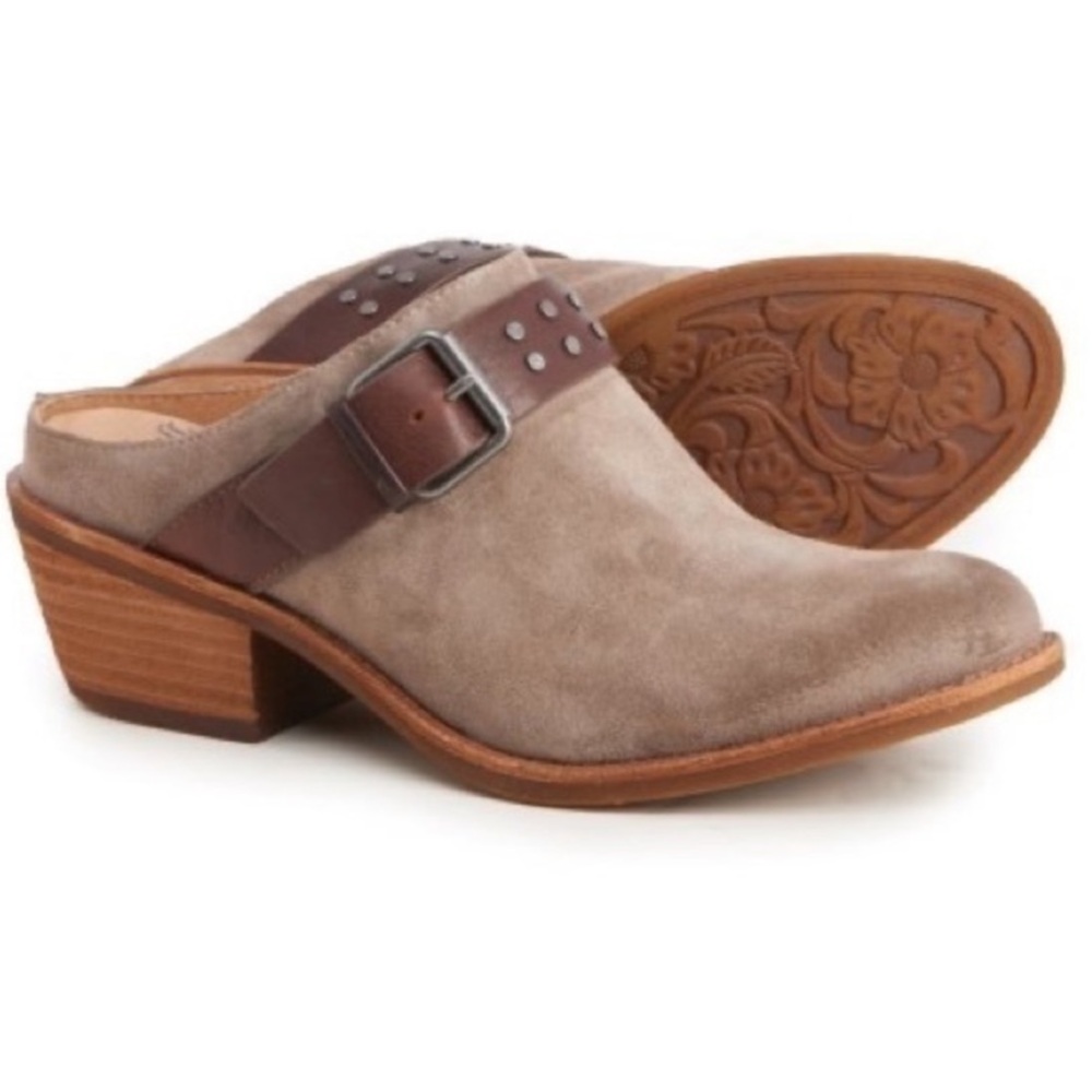 ✨Sofft Adena Slip On Backless Bootie Block Heel Mules Clogs Taupe Suede Sz 8.5 M